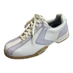 NIB Callaway X Series Chev 1 Women's White & Lilac Golf Shoes Size 6 Spikes